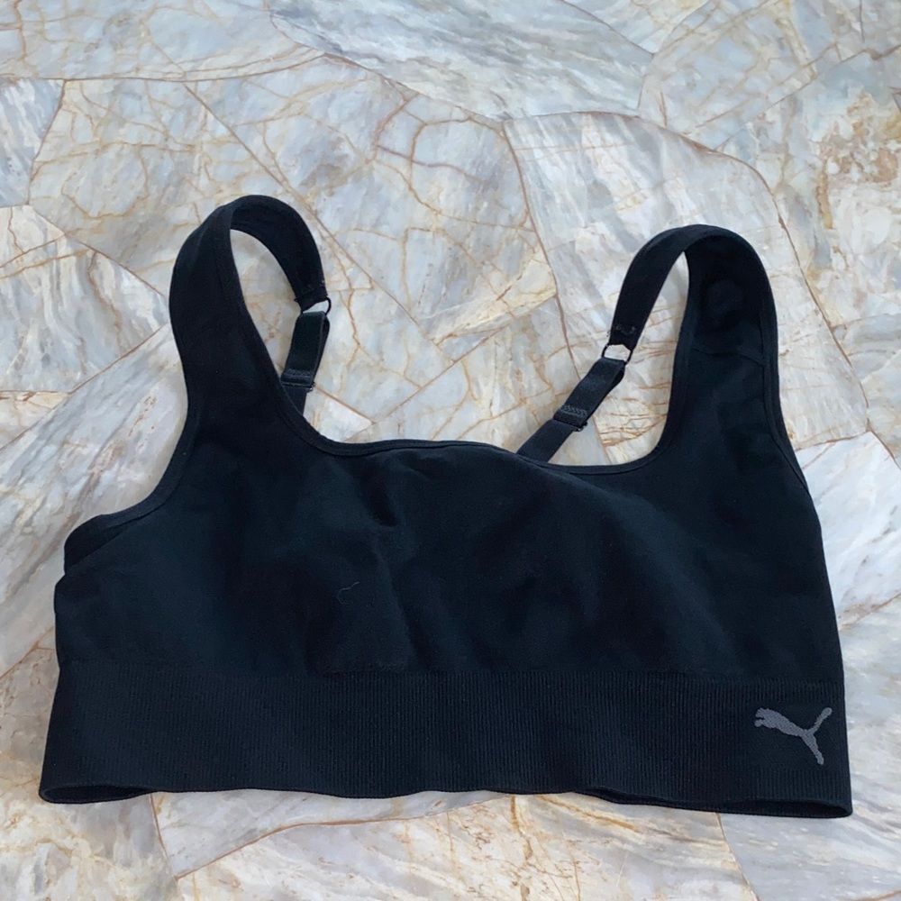 Puma Womens Black Seamless Adjustable Strap Sports Bra Size Large‎ L/G/G